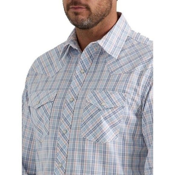 Wrangler 20X Men's XL Long Sleeve Competition Advanced Comfort Plaid Snap Shirt - Picture 1 of 3
